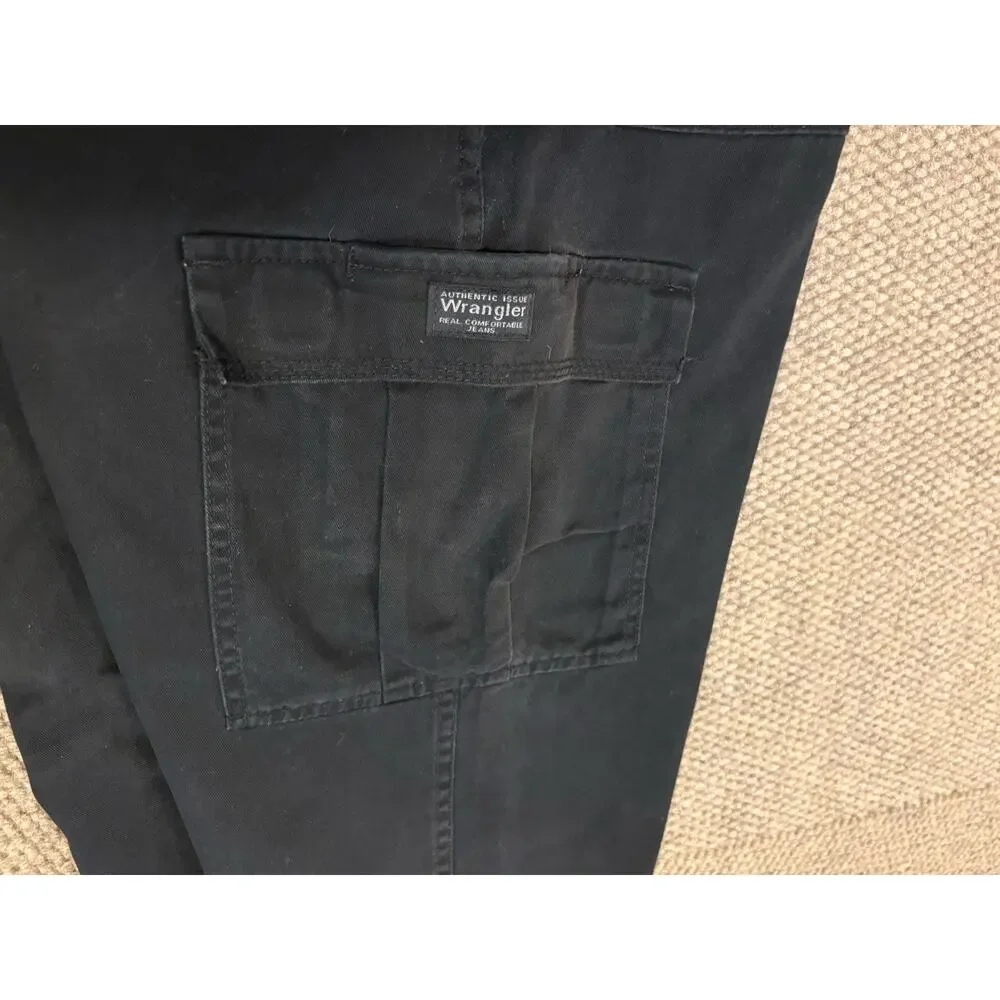 34x30 Wrangler Men’s Black Cargo Pants Relaxed Fit Cotton Workwear 70LEWBL
